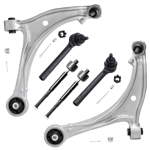 Image of Detroit Axle - 6pc Front End Control Arms Kit for 2005-2010 Honda Odyssey 2 Lower Control Arms w /Ball Joints 4 Inner & Outer Tie Rod End Links 2006 2007 2008 2009 Replacement