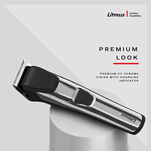 Image of LITMUS Men Precision Beard Trimmer PT-101(Luxury Edition, Chrome), Waterproof | Corded & Cordless | Run Time: 70 Mins
