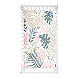 Odot Spannbetttuch Babybett, 3D Pflanze Blatt Muster Kinderbett Spannbettlaken Weiche Mikrofaser Kinderwagen Moseskorb Matratzenbezug Beistellbett Spannbettlaken (Rosa Blatt,70x140cm)