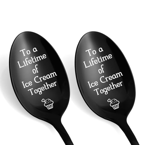 Valentines Day Gifts for Her Him - Birthday Anniversary Wedding Engagement Gifts for Couples - Personalized Gifts To A Lifetime of Ice Cream Together Spoon