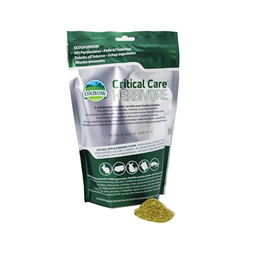 OXBOW Critical Care Herbivore Banana/Manzana | 454 g | Alimento completo para animales domésticos herbívoros | Para animales en mal estado nutricional | Alto contenido de fibra cruda