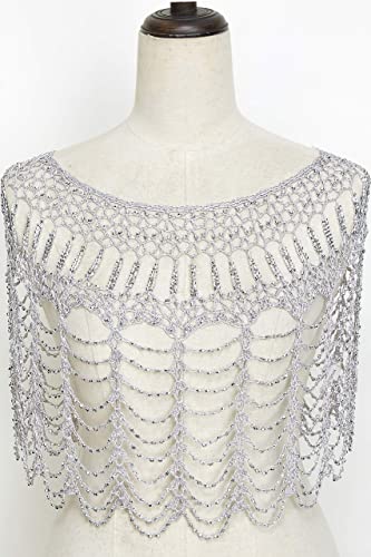 BABEYOND 1920s Shawl Wraps Gatsby Beaded Evening Cape Bridal Shawl Bolero Flapper Cover Up3