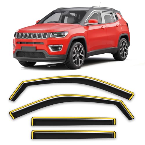 Image of in-Channel Rain Guard Fit for Jeep Compass 2017-2026 Extra-Thick Window Rain Guards Extra Durable Window Deflectors Window Vent Visors Vent Low-Profile Shades Exterior Car Accessories
