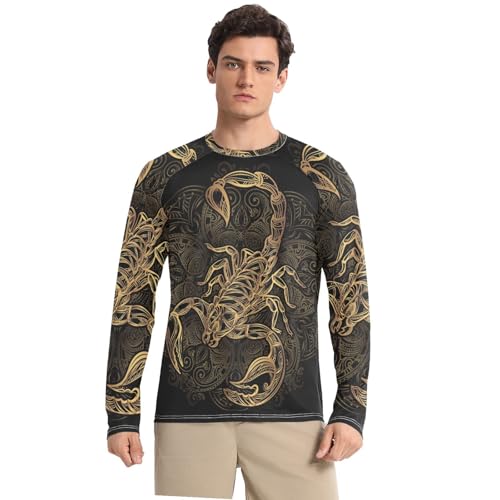 Men's Rash Guard Shirts, UPF 50+ Long Sleeve Swimsuit Top Bathing Suit S-XXL