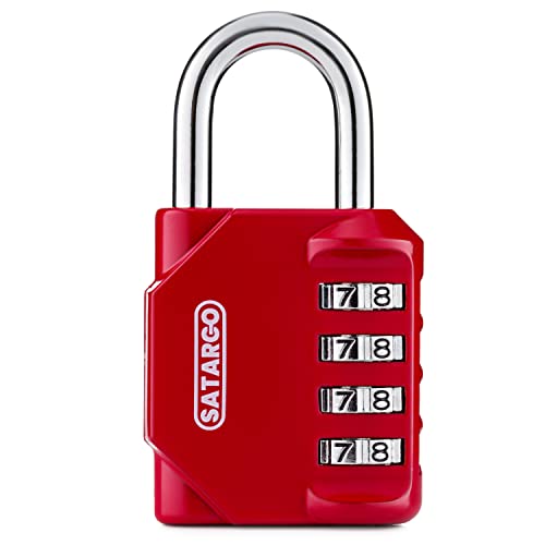 Satargo 4 Digit Combination Lock for Locker Room Lock - Cut Resistant Gym Locker Lock with Code - Indoor Outdoor Padlock Small Combo Lock (Red) Satargo 4 Digit Combination Lock for Locker Room Lock - Cut Resistant Gym Locker Lock with Code - Indoor Outdoor Padlock Small Combo Lock (Red)