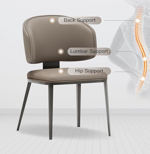 Image of Dining Chairs Modern High Backrest Comfortable, Fashion Upholstered Kitchen Chair Armless Dinner Chair with Metal Legs for All Rooms (Milk Coffee, Set of 2)