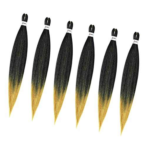 Generic Pacote de 6 Extensões de Cabelo Trançado de Crochê, 90g/1 Peça, Amarelo