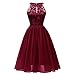 Produktbild TWIFER Damen Vintage Prinzessin Blumenspitze Cocktail Neckholder Party A-Linie Swing Kleider