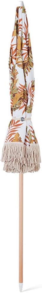 Outdoor Fringed Beach Umbrella,Solid Wood Rod Garden Umbrella,Grilled Paint Steel Frame Patio Umbrella, 8 Ribs,400G Polyester Cloth,Windproof Umbrella
