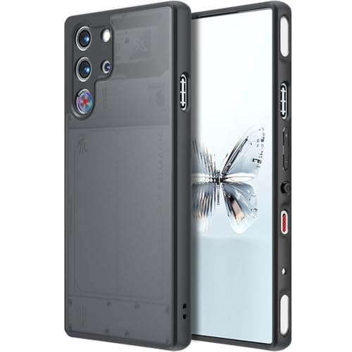 FINON for REDMAGIC 10 Pro 用 ケース REDMAGIC 10 Pro+ 用 カバー スマホケース レッドマジック カバー クリア クリアケース ハイブリッドケース 指紋認証可能モデル 耐衝撃 シンプル (マットブラック(バックパネ