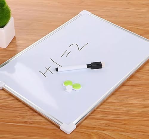 Image of BeFunky Multipurpose White Board with 1 Magnetic Black Marker and 2 Magnets | Heavy & Durable Dual Side Aluminium Boundaries for Kids & Adults | Use in Schools, Home, Office (25 CM X 35 CM)