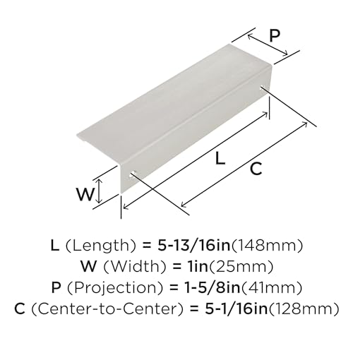 Image of Amerock Edge Pulls 5-1 /16 inch (128mm) Center-to-Center Satin Nickel Cabinet Edge Pull - 10 Pack