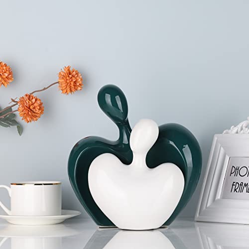 Xmgzq Teal Home Decor,Green And Whitecouple Sculpture, Ceramic Couple Figurines And Statues, Couples Gifts, Gifts For Anniversary,Christmas, Wedding Gifts Romantic Figurine For Home，Bedroom #TOP4