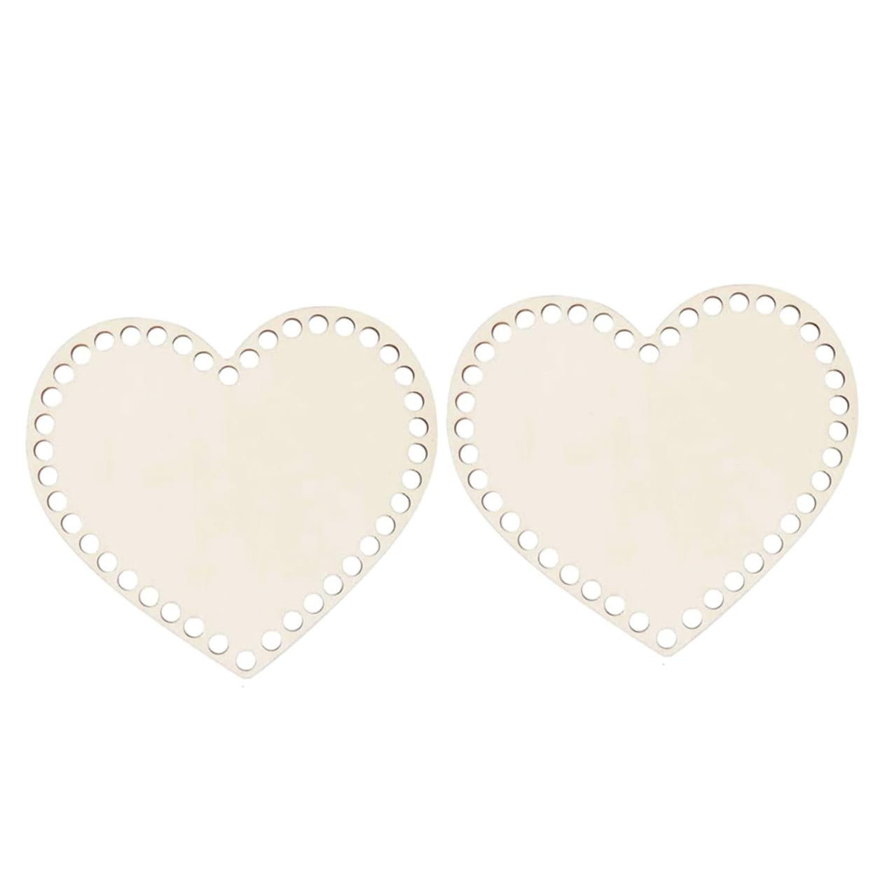 HAPINARY 2pcs Heart Shape Wooden Basket Bottoms for Crochet Bag Making Natural Wood Base with Pre Drilled for Beginners and Sewing Enthusiasts
