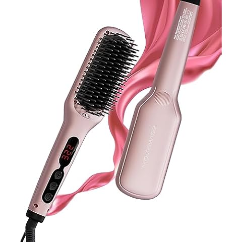 MegaWise Hair Straightener Brush KL1025-2-in-1 Ionic Hair Straightening & Detangling Brush with Adjustable Temperature, Anti-Scald Technology, and Auto Shut-Off - Ideal for All Hair Types Cover
