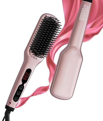 Ionic Hair Straightener Brush with Adjustable Temperature and Anti-Scald Technology - Ideal for All Hair Types