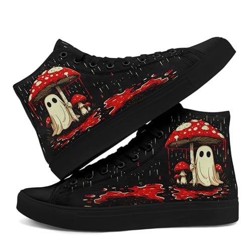 Mushroom Forest High Top Canvas Sneakers for Women Men Vintage Gothic Aesthetic Shoes Natural Print Casual Shoes4