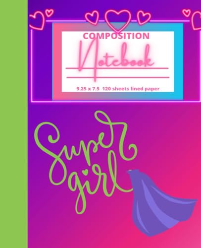 Black Girl Magic Superhero Wide Rule Composition Notebook: 2wo Scoops Original: Brown Skin Girl Super Hero Cape Crusader Afro...