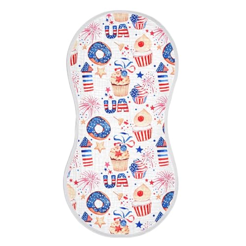 xigua USA Donuts Muslin Baby Burp Cloths Set of 1, Super Soft & Absorbent Burping Rags, Cotton Burp Clothes Shower Gift for Newborn, Baby Girls and Boys