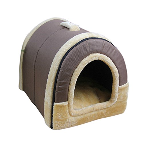 Hochwertig Tragbar draußen Outdoor Hundehöhle Hundebett Hundehütte Katzenbett im Form von Hause Dunkelgrau L