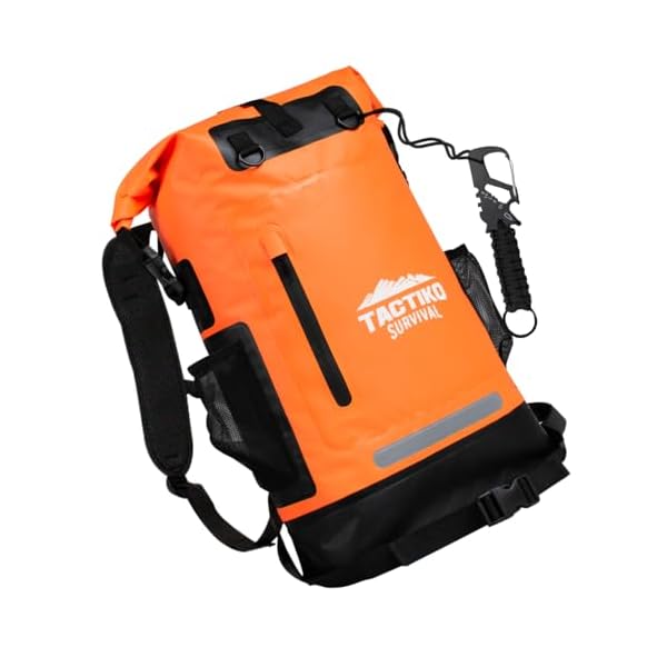 TACTIKO-30L-Heavy-Duty-100-Waterproof-Backpack-Roll-Top-Floating-Dry-Bags-for-Kayaking-Boating-Paddle-Boarding-Hiking-Camping-Survival-Travel-Orange TACTIKO 30L Heavy-Duty 100% Waterproof Backpack, Roll Top Floating Dry Bags for Kayaking, Boating, Paddle Boarding, Hiking, Camping, Survival, Travel (Orange)
