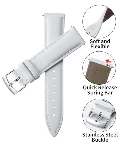 Image of BINLUN Leather Watch Bands Quick Release Premium Calfskin Replacement Watch Strap Multicolors Watchbands for Men Women 12mm 14mm 16mm 18mm 19mm 20mm 21mm 22mm