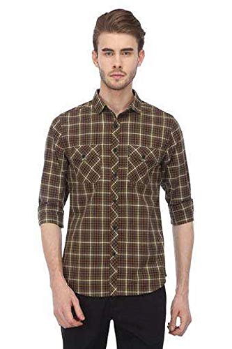 Image of Life by Shoppers Stop Mens 2 Pocket Checked Shirt