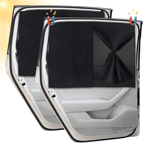 2Pcs Parasol Coche Lateral Ventana Lateral, Magnético Cortinas Coche, Parasol Ventanas Traseras Coche, para Ventanas Laterales, Bloquea los Rayos UV y Protege la Privacidad, Doble Capa