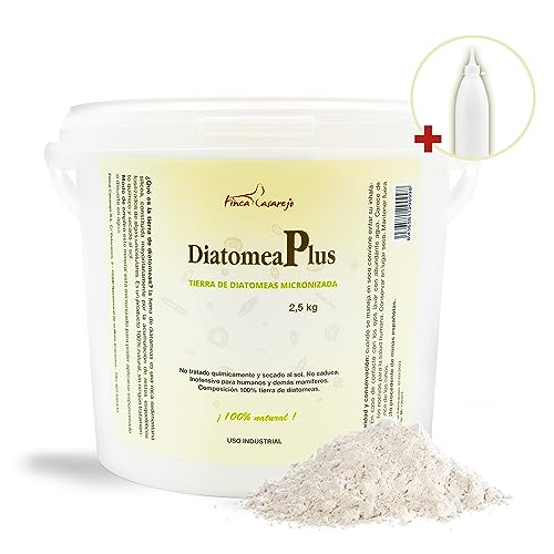 Tierra de Diatomeas Ecológica 2,5 kg - Polvo de Diatomeas Micronizado - 100% Natural - Compuesto por Microfósiles de Algas - Incluye Botella pulverizadora