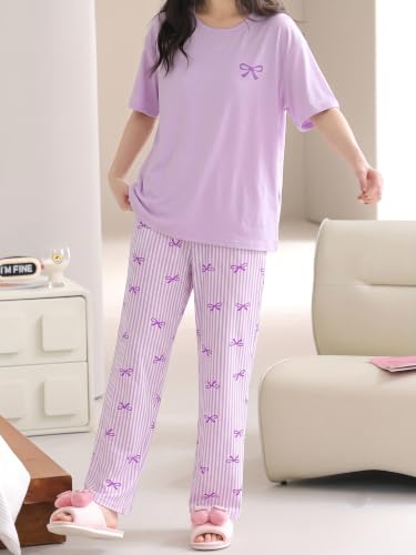 Image of Louis Luxe Cotton Blend Womens Korean Night Dress || Full Pyjama Set || Korean Nightsuit || Women Nightwear ||Round Neck Full Sleeve Nightsuit || Loungewear || Everyday Nightdress (ND-09)