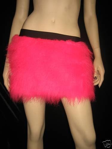 Hot Pink Neon Fluffy Furry Skirt Covers Party Rave Clubwear Halloween Dance Christmas