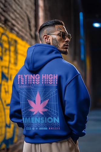 Image of Veirdo Cotton Fleece Regular Fit Full Sleeve Hooded Sweatshirt Front and Back Graphic Printed Jumper Hoodie for Men