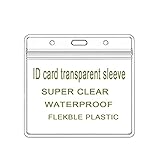 MILOLO 10 Pcs Heavy Duty ID Badge Holder, Vertical ID Card Holder with Resealable Waterproof Zipper, Thick Plastic Name Holders Clear(3.58x2.52 Inches, PVC)