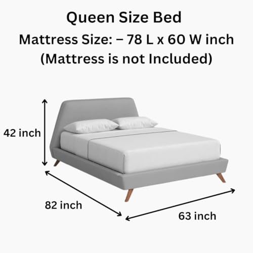Image of Upholstered Beds | Bed Queen Size | Bed for Bedroom, Living Room | Wooden Bed Queen Size | Bed Without Storage | Mattress not Included | Fabric Color:- Dark Grey