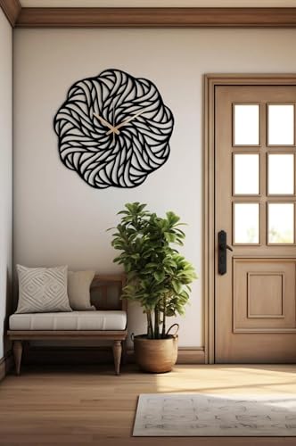 Image of Metal Wall Clock for Living Room, Bedroom, Office, Kitchen, Home and Hall, Stylish Designer Big Size Modern Wall Watch for Home Decor Black (Mandala, 40 CMS)