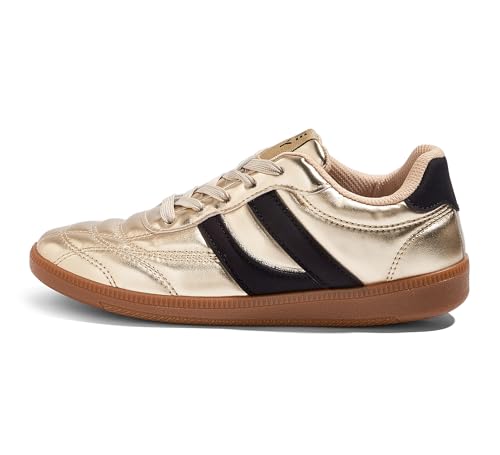 TIMEJOY Women's Gold/Black Sneakers