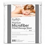 ForPro Professional Collection Premium Microfiber Fitted Sheet, Ultra-Light, Stain and Wrinkle-Resistant for Massage Tables, White, 36w x 77l x 7h