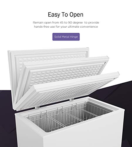 ADT Chest Freezer Free-Standing Top Door Freezers 6.8℉ to -4℉ (White, 7.0 Cubic Feet)