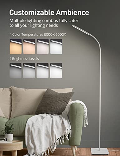 LED Floor Lamp, sympa Upgraded Floor Lamp Features 4 Color Temperatures & 4 Brightness Levels, Standing Lamp with Adjustable Gooseneck, Touch Control, Stable Base Lamp for Living Room, Bedroom, Office - Thumbnail 2