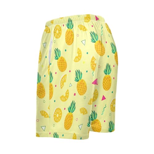Men's Pajama Shorts Pineapple Yellow Athletic Pajama Sleep Bottoms with Pockets 23019583