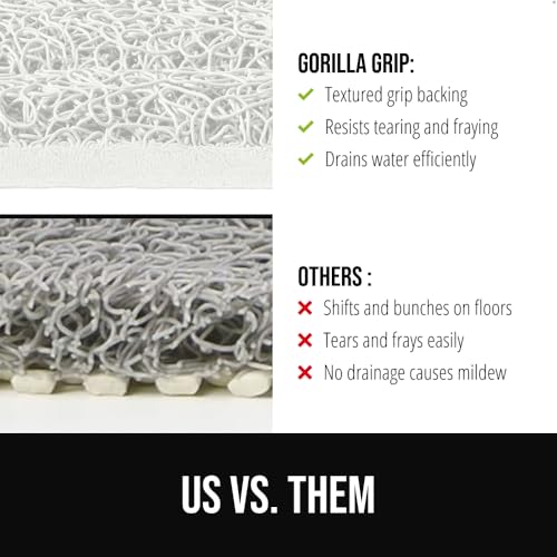 Image of GORILLA GRIP Exfoliating Bath and Shower Mat, Textured Backing, 35x16 Soft Loofah-Style Foot Scrubber for Outside or Inside Bathtub, Quick Dry Easy Drainage Tub Floor Mats, Bathroom Essentials, White