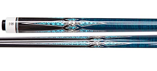 Collapsar Cxt030 Pool Cue With Soft Case,Black With Cream Points And Turquoise,Wrapless Blue Curly Maple Handle, 58Inch Professional Pool Stick (Blue Handle, 20 Ounce) #TOP1