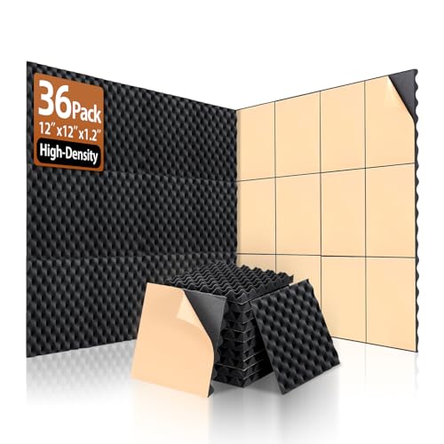 Image of SD SODOCT 36 Pack Self-Adhesive Egg Crate Acoustic Foam 12 inch x 12 inch x 1.2 inch