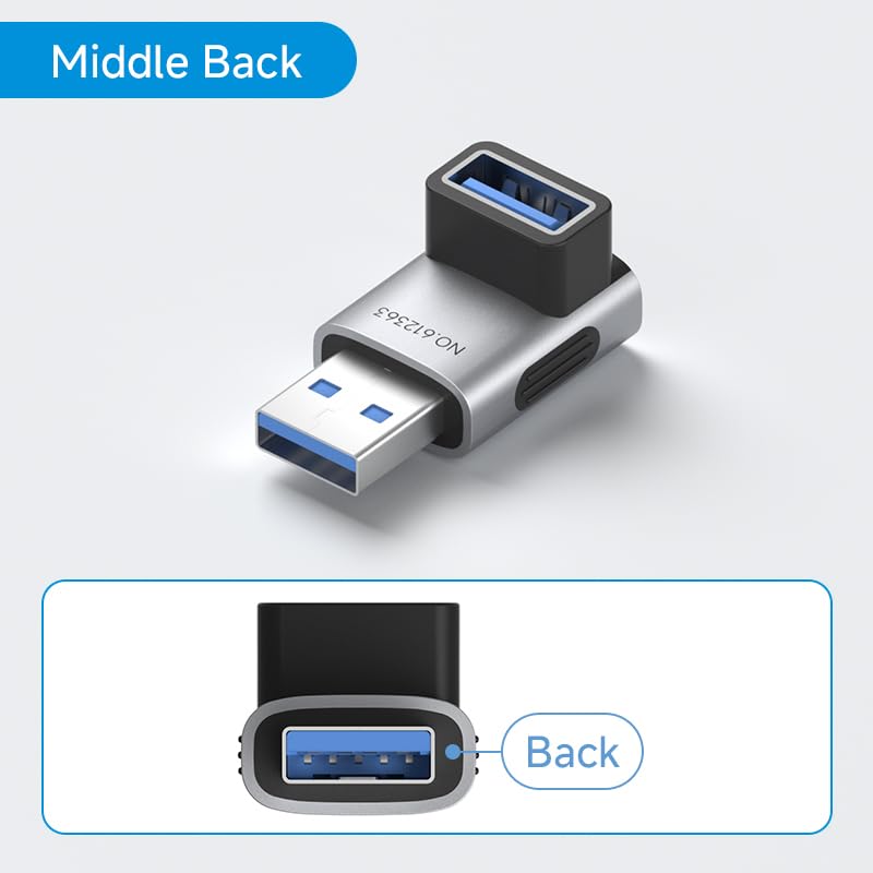 Image of Hagibis USB 3.2 Adapter 2 Pack, 90 Degree Right and Left Angle USB A Male to Female Connector OTG Adapter Cable Extender for Laptops Charger PC Car Mouse Keyboard (Middle Back)