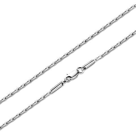 FOSIR 2MM Titanium Stainless Steel Silver Mens Womens Italy Link Chain Necklace 18-30 Inch Cover