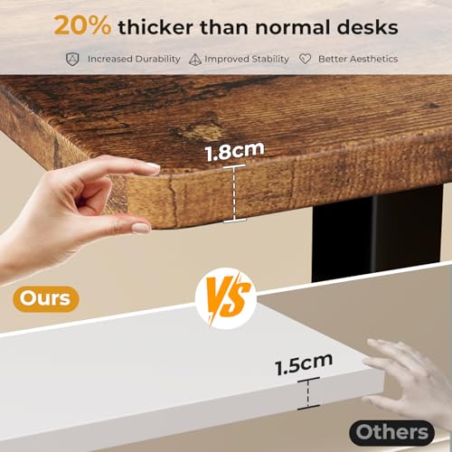 Image of JOY worker Small Electric Standing Desk, 40 inch x 20 inch Whole Piece Height Adjustable Table with Memory Controller, Black Sit to Stand Desk Workstation for Home Office, Rustic Brown
