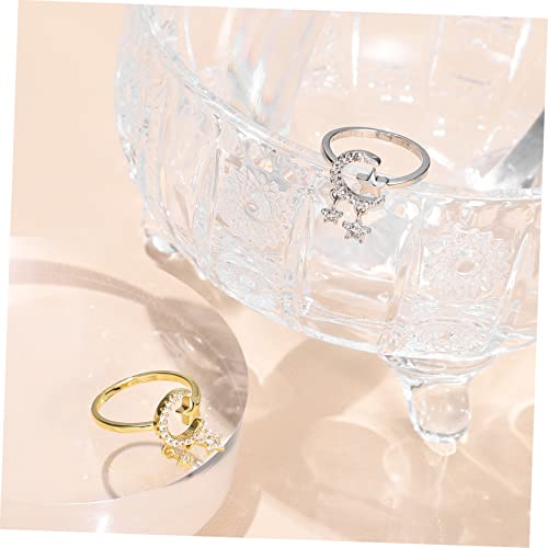 Bagues 2 pièces zircon hypoallergénique éclatant design étoile lune