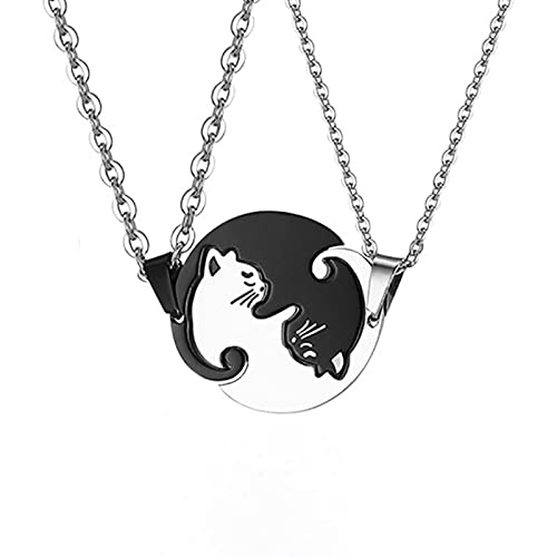 Oneroomone Collar de Pareja de Gatos, Collar con Colgante de Rompecabezas, Colgante de Rompecabezas de Acero Inoxidable, para Hombre Mujer Pareja Cover