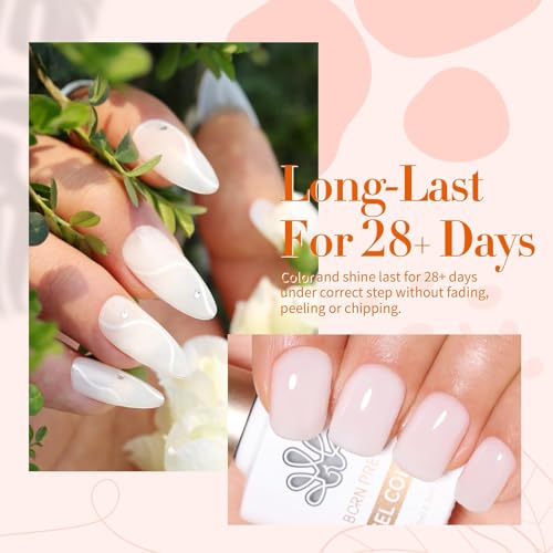 BORN PRETTY Milky White Gel Nail Polish 10ML Natural Gel Polish Set Translucent French Nail Design Nude Color Soak Off U V Gel Polish Nail Art Gel - Image 4