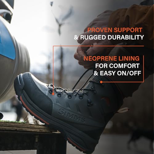 Product Image 3: Simms Freestone Wading Boots for Men - Rugged Rubber Sole Fishing Shoes with Traction Control and Time-Tested Durability - Gunmetal - 12
